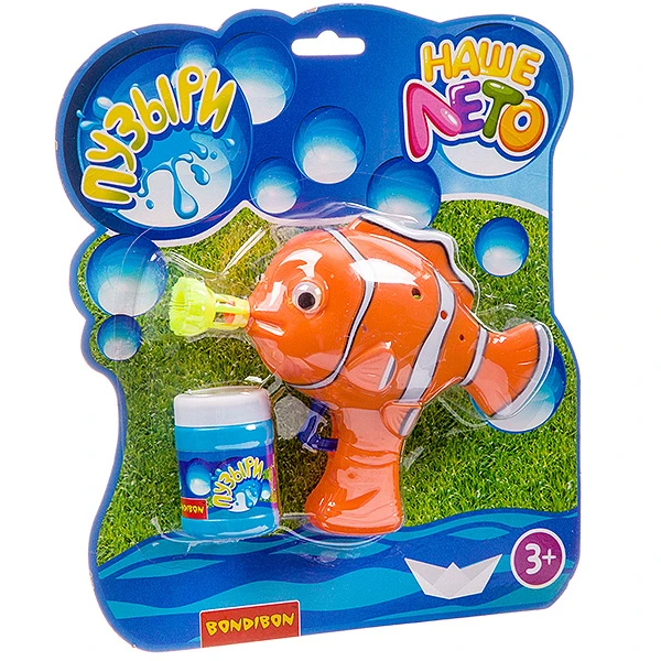 Пистолет Bondibon "Наше Лето" рыбка с мыльными пузырями 50 мл, CRD