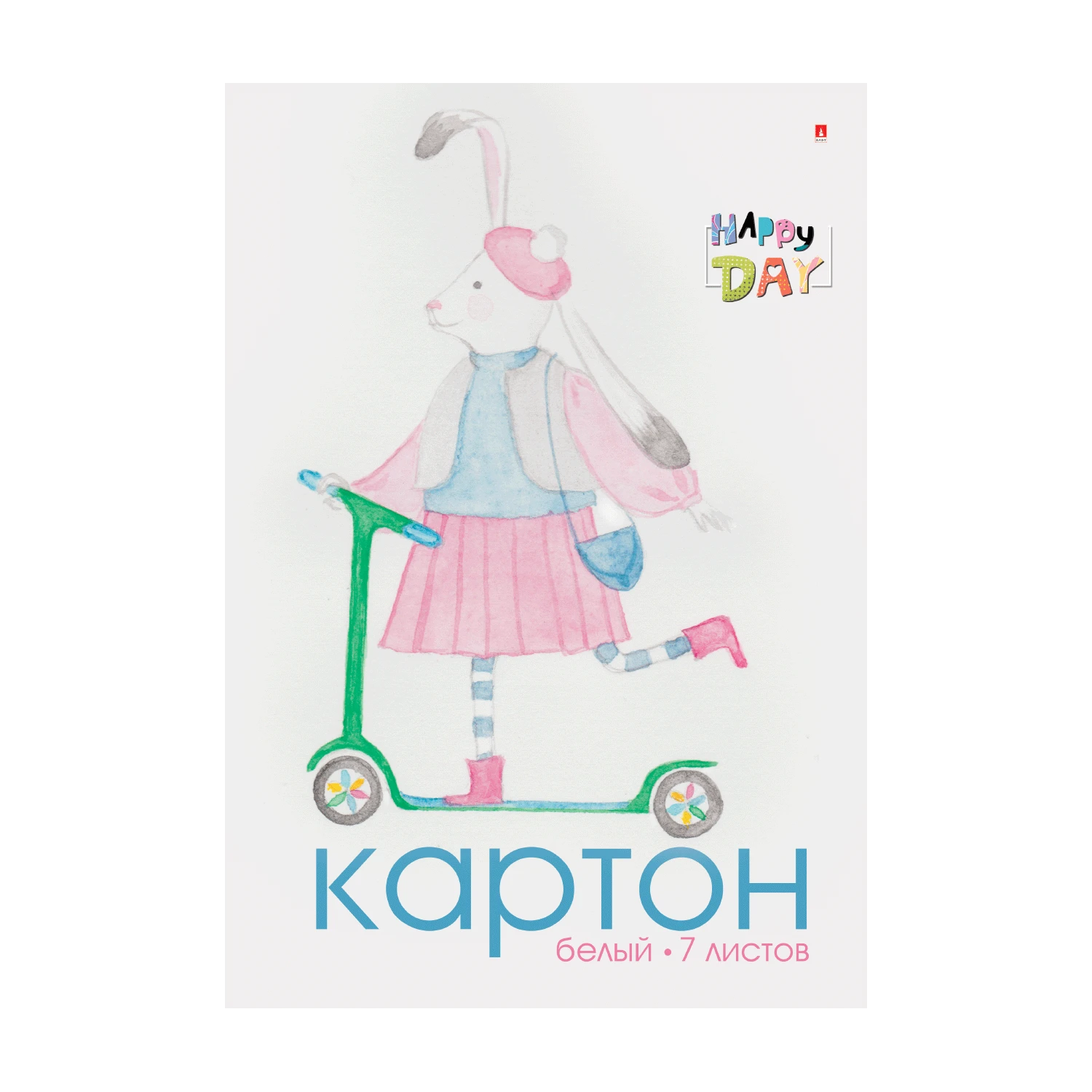 НАБОР БЕЛОГО КАРТОНА А4, 7Л. "МУЛЬТИКИ" 4 ВИДА