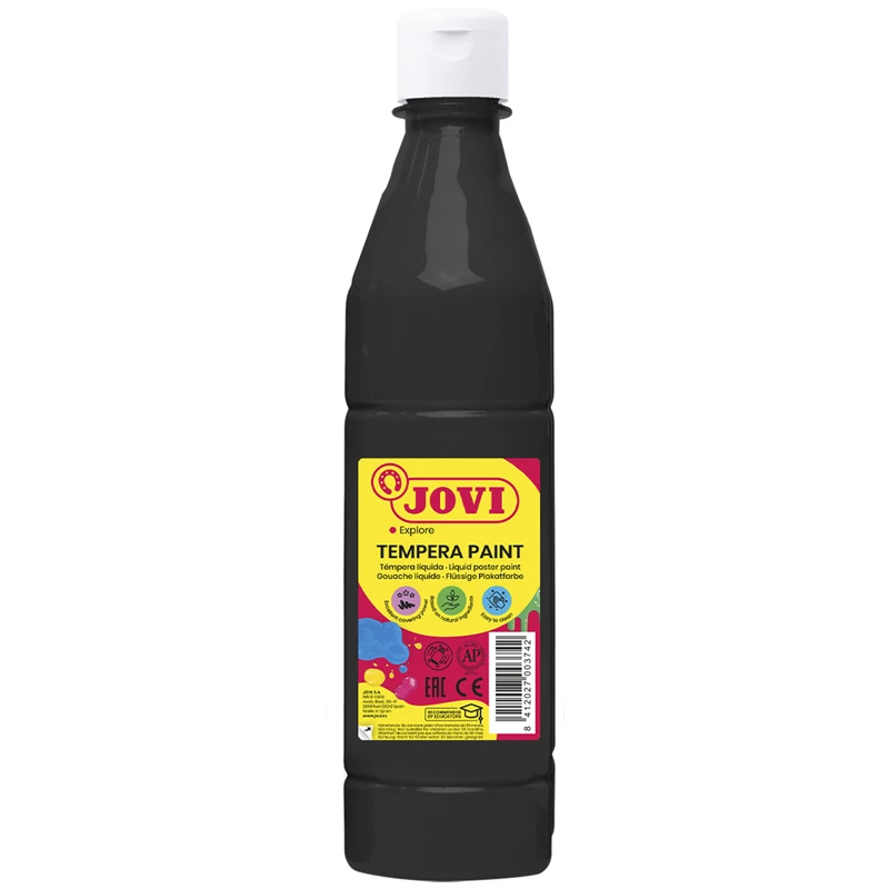 Гуашь JOVI, с повышенным содержанием пигмента, черная, 500мл.