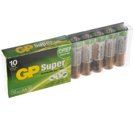 Батарейка GP SUPER LR6 термопленка AA алкалин. 1,5 V 10 шт/упак Батарейка GP SUPER LR6 термопленка AA алкалин. 1,5 V 10 шт/упак