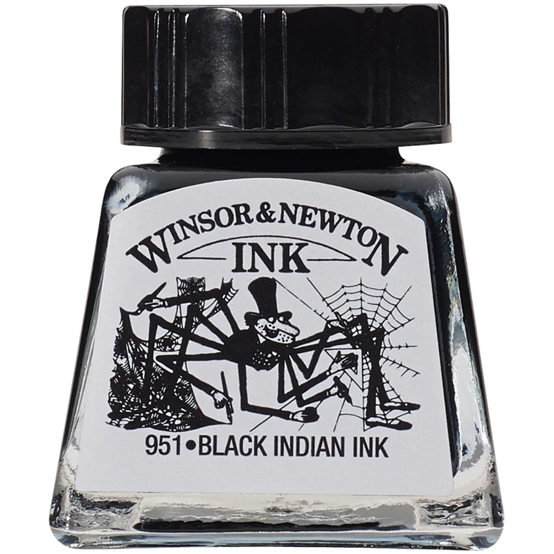 Тушь Winsor&Newton для рисования, черный, флакон c пипеткой 14мл Тушь Winsor&Newton для рисования, черный, флакон c пипеткой 14мл