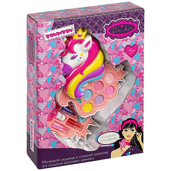 Набор детской декоративной косметики Bondibon Eva Moda, косметичка-единорог,