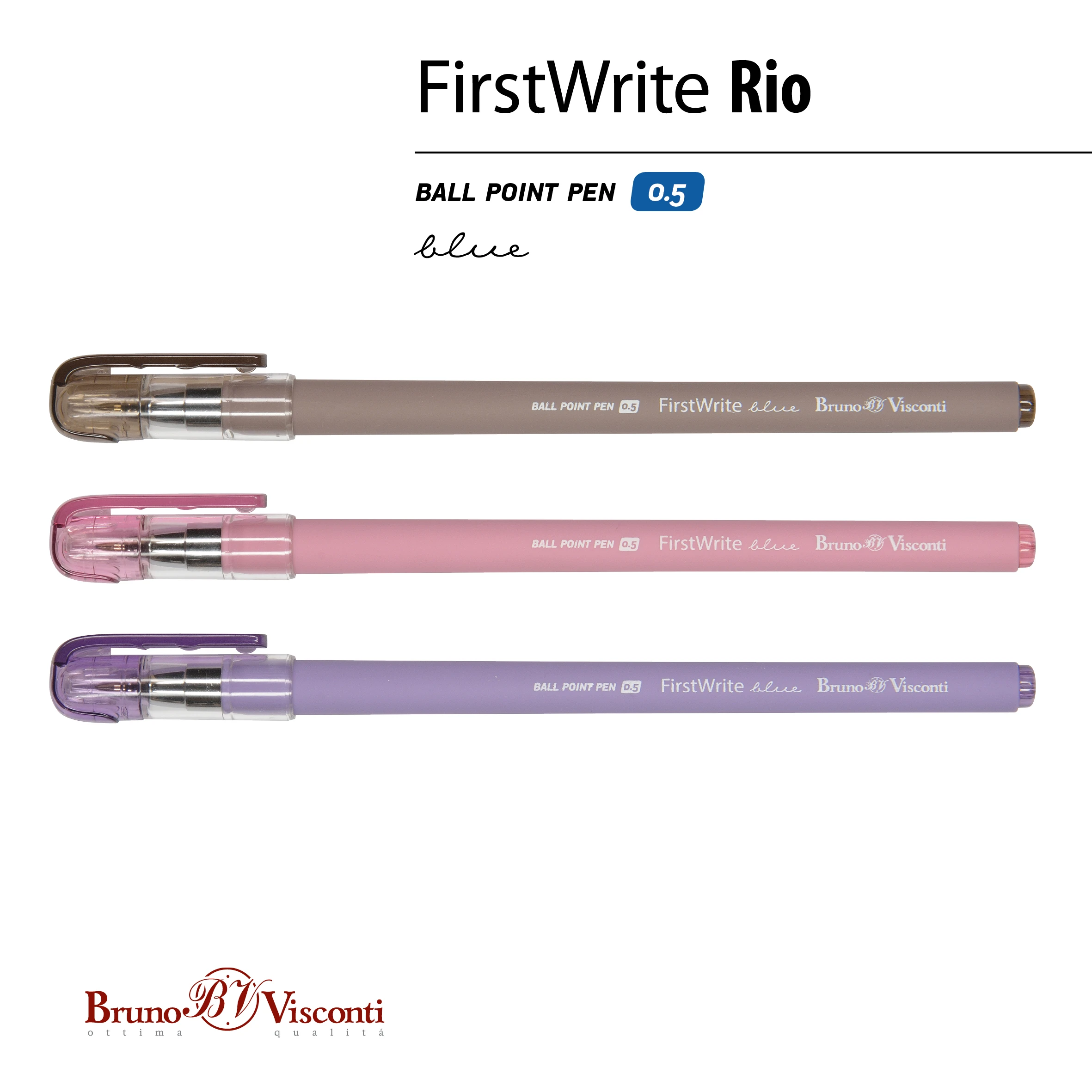 РУЧКА "FirstWrite. Rio" ШАРИКОВАЯ 0.5 ММ, СИНЯЯ (3 цвета корпуса) РУЧКА "FirstWrite. Rio" ШАРИКОВАЯ 0.5 ММ, СИНЯЯ (3 цвета корпуса)
