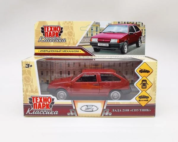Машина металл LADA-2108 "СПУТНИК" 12 см, двери, багаж, инерц,