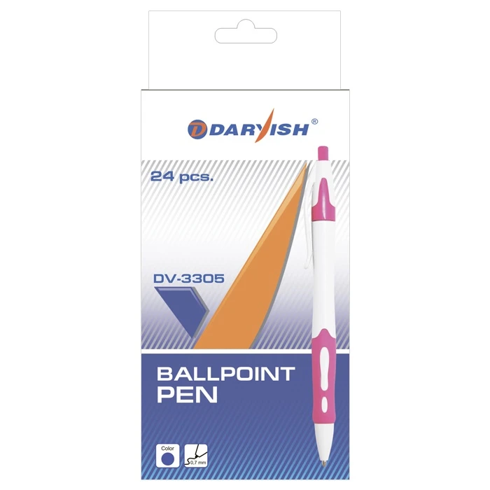 Ручка автоматическая син. "Darvish" корпус белый с цветными вставками