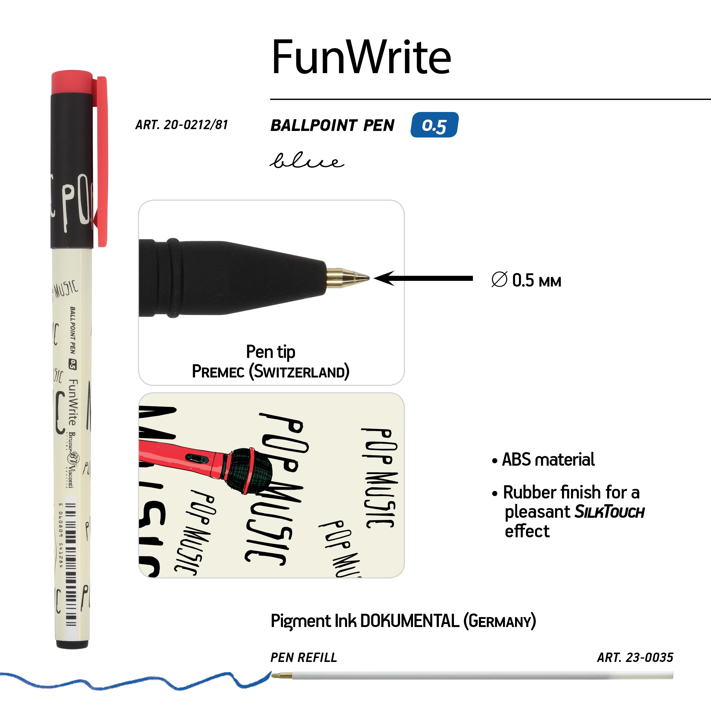 РУЧКА "FunWrite. Музыка. Микрофон" ШАРИКОВАЯ 0.5 ММ, СИНЯЯ РУЧКА "FunWrite. Музыка. Микрофон" ШАРИКОВАЯ 0.5 ММ, СИНЯЯ