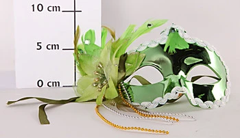 Новогодняя маска метал.с цветком и перьями 2 цвета