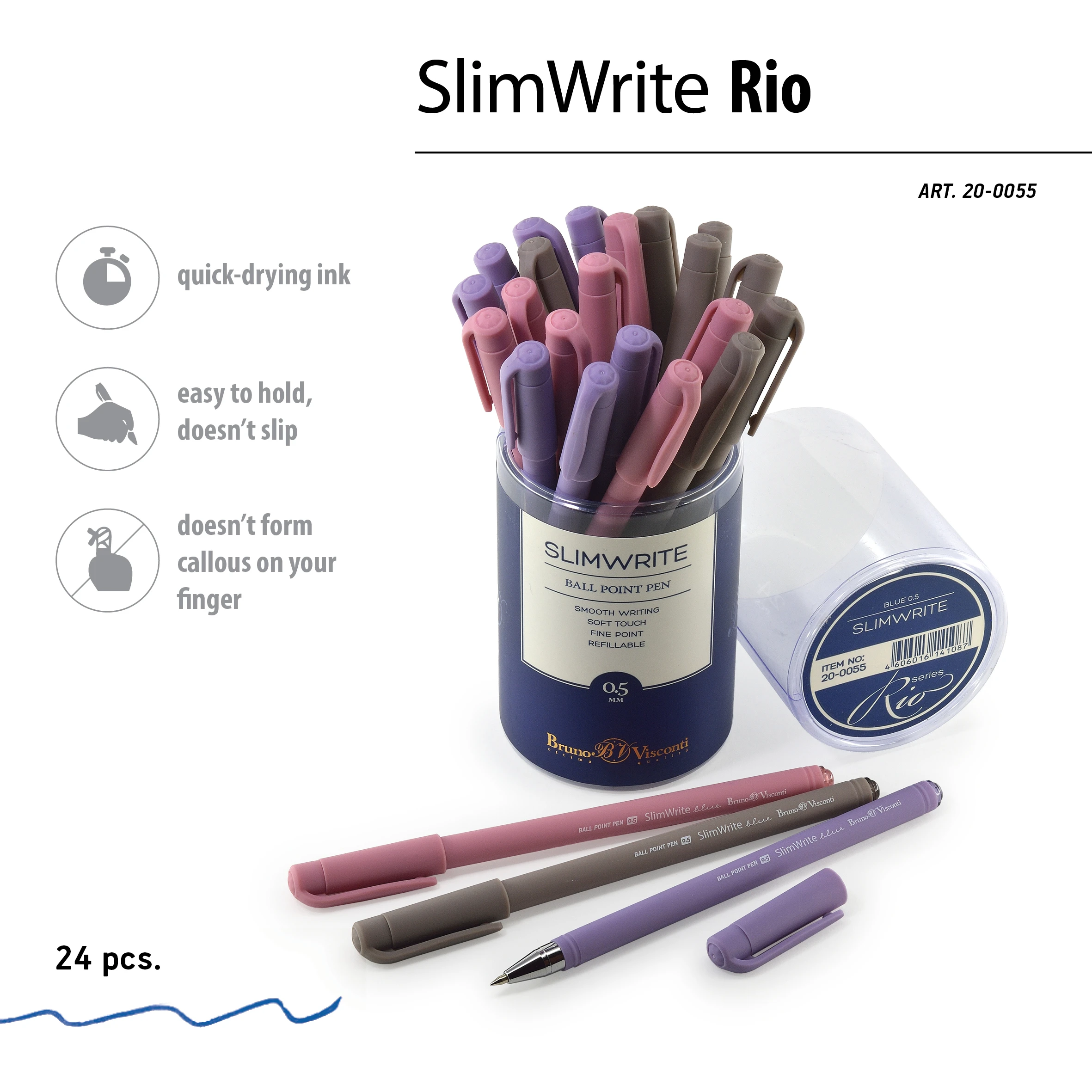 РУЧКА "SlimWrite.RIO" ШАРИКОВАЯ 0.5 ММ, СИНЯЯ (3 цвета корпуса) РУЧКА "SlimWrite.RIO" ШАРИКОВАЯ 0.5 ММ, СИНЯЯ (3 цвета корпуса)