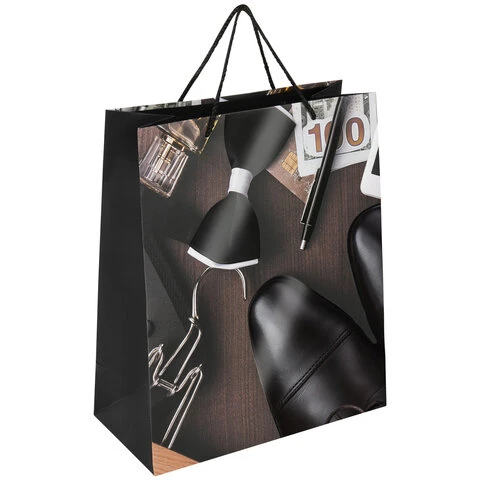 Пакет подарочный 26,5x12,7x33 см ЗОЛОТАЯ СКАЗКА "Businessman", Пакет подарочный 26,5x12,7x33 см ЗОЛОТАЯ СКАЗКА "Businessman",