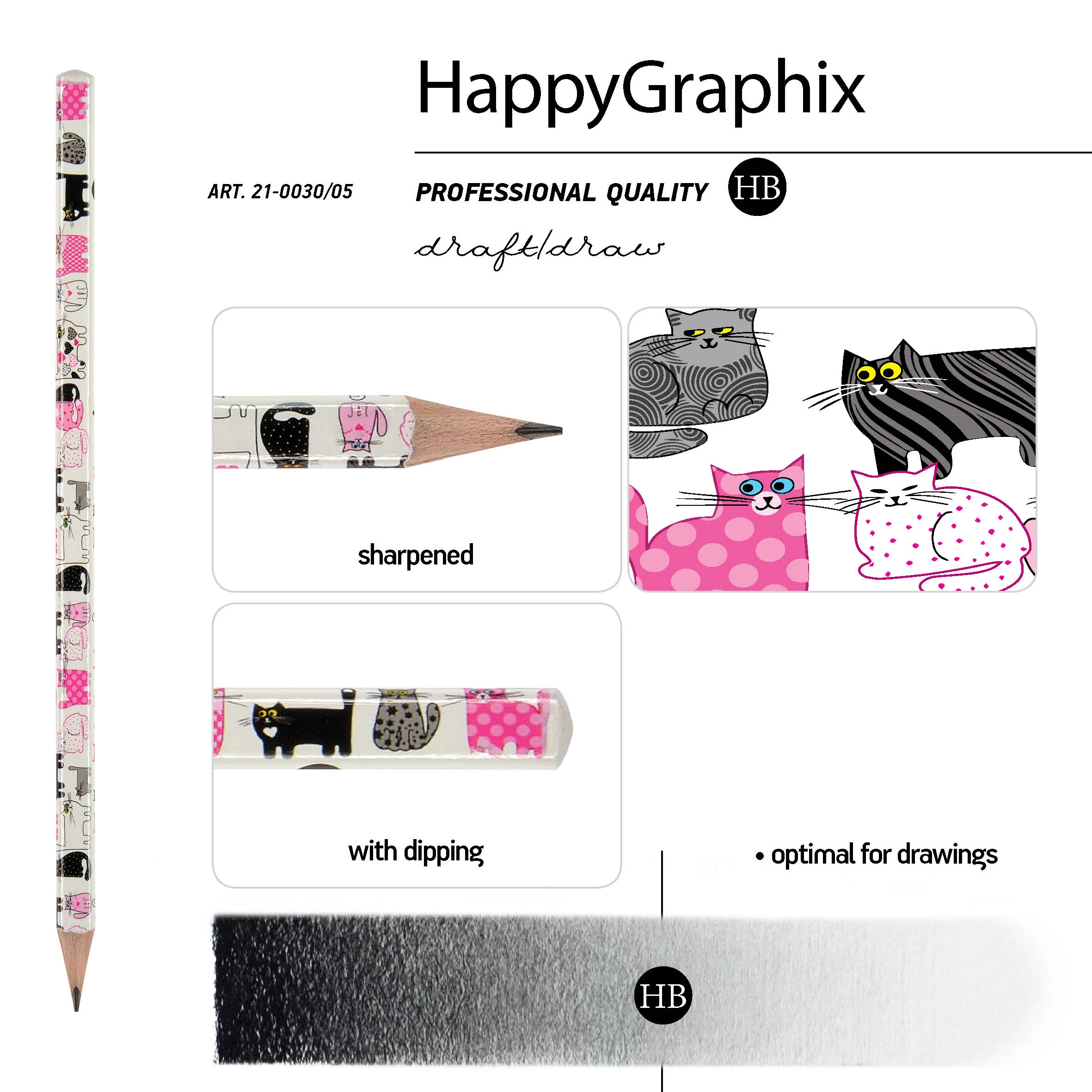 КАРАНДАШ ЧЕРНОГРАФИТОВЫЙ "HappyGraphix" РОЗОВЫЕ КОТЯТА НВ КАРАНДАШ ЧЕРНОГРАФИТОВЫЙ "HappyGraphix" РОЗОВЫЕ КОТЯТА НВ
