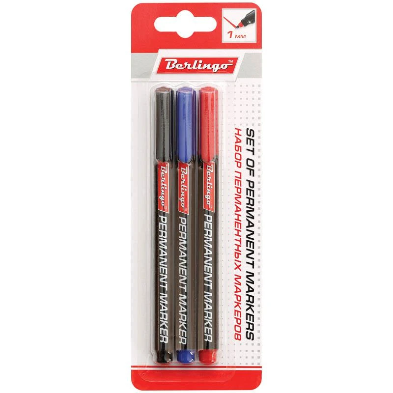 Набор перманентных маркеров 3цв., пулевидный, 1мм, европодвес: BMc_31409 штр.: Набор перманентных маркеров 3цв., пулевидный, 1мм, европодвес: BMc_31409 штр.: