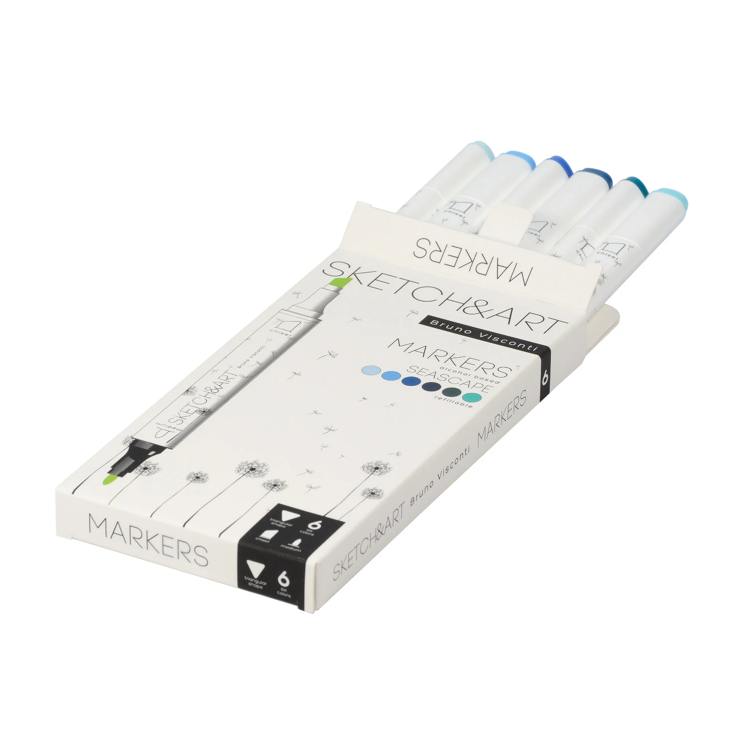 НАБОР ДВУСТОРОННИХ СКЕТЧ МАРКЕРОВ "SKETCH&ART. МОРСКОЙ ПЕЙЗАЖ", 6