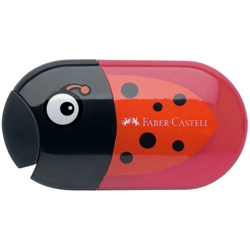 Точилка пластиковая с ластиком Faber-Castell "Ladybug", 2 отверстия, Точилка пластиковая с ластиком Faber-Castell "Ladybug", 2 отверстия,