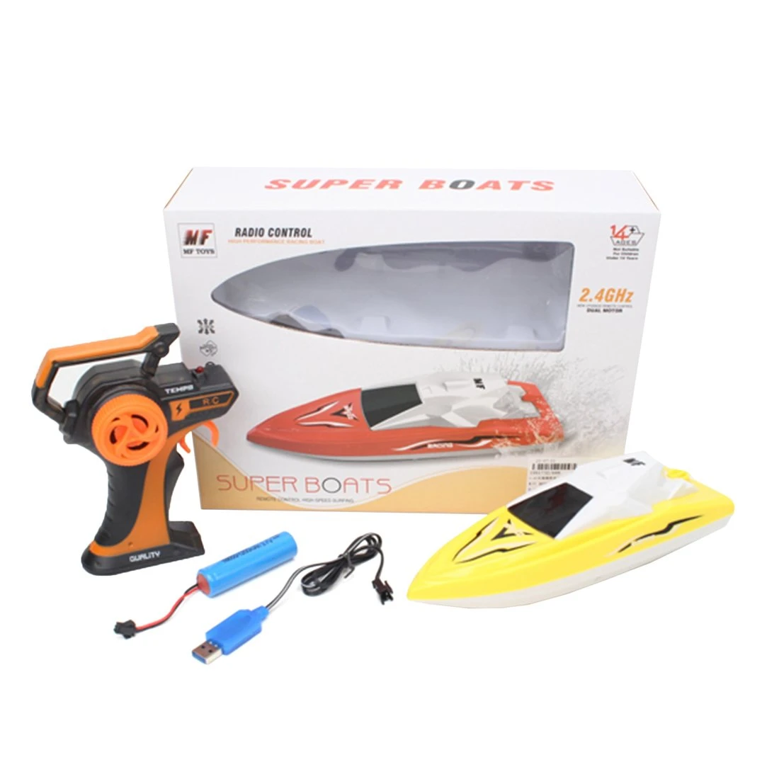 Катер р/у, 4 канала, в комплекте: аккум., USB шнур, в ассортименте