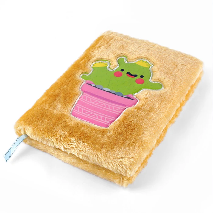 Блокнот 12,3*18,3см 80л "меховой" с рисунком "кактус"