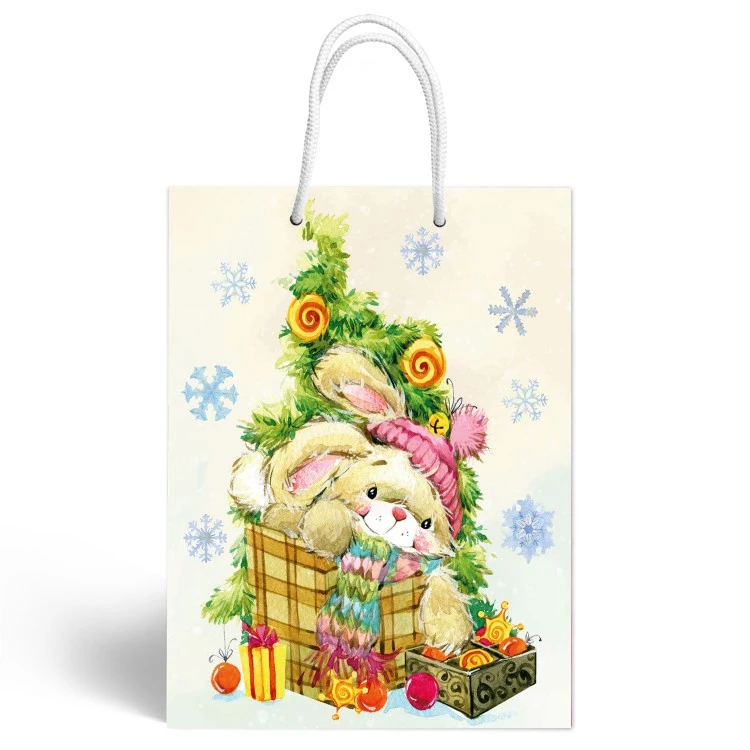 Пакет подарочный большой "Возле елки", 335*406*155 мм.