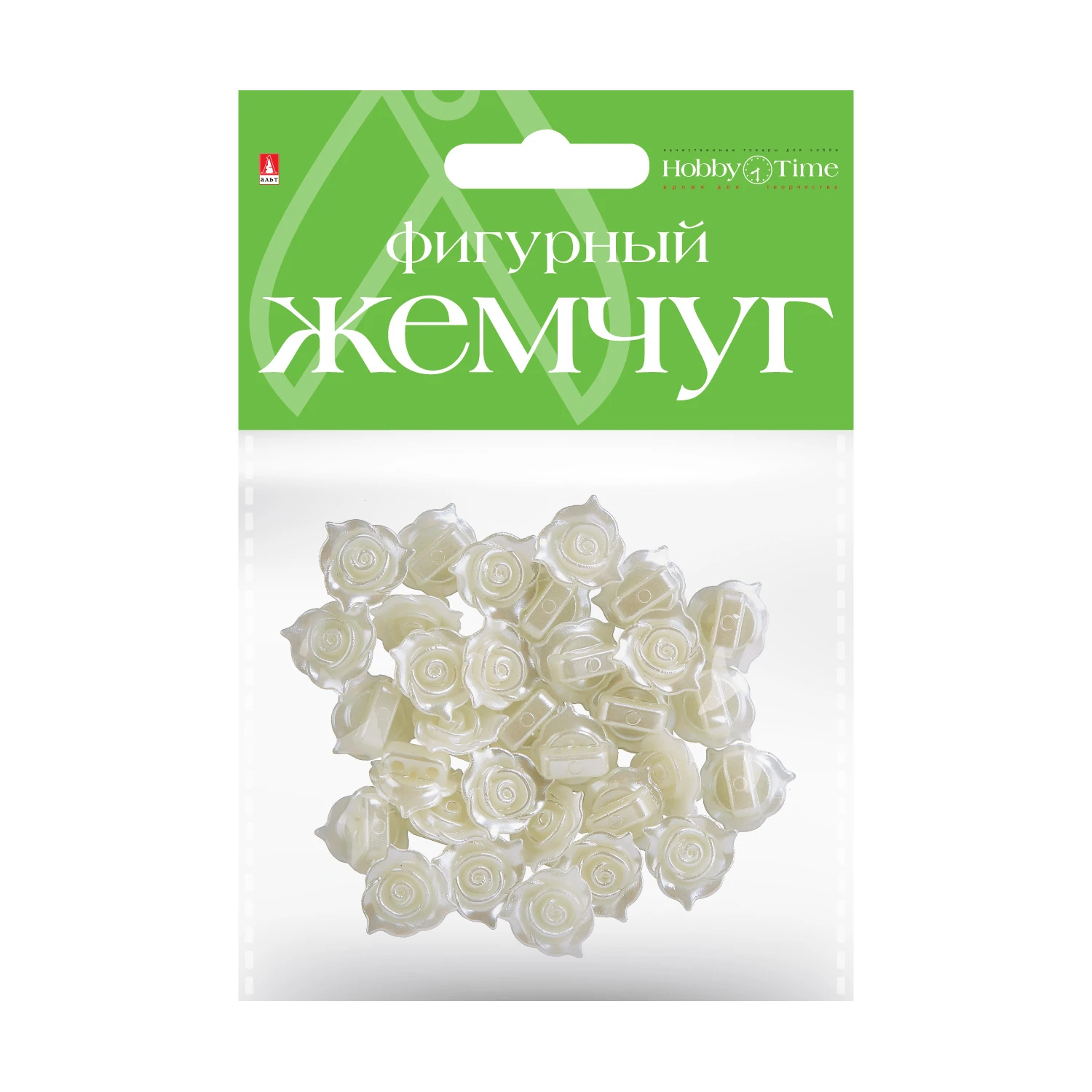 БУСИНЫ ФИГУРНЫЕ ПОД ЖЕМЧУГ "РОЗОЧКИ", 13 MM