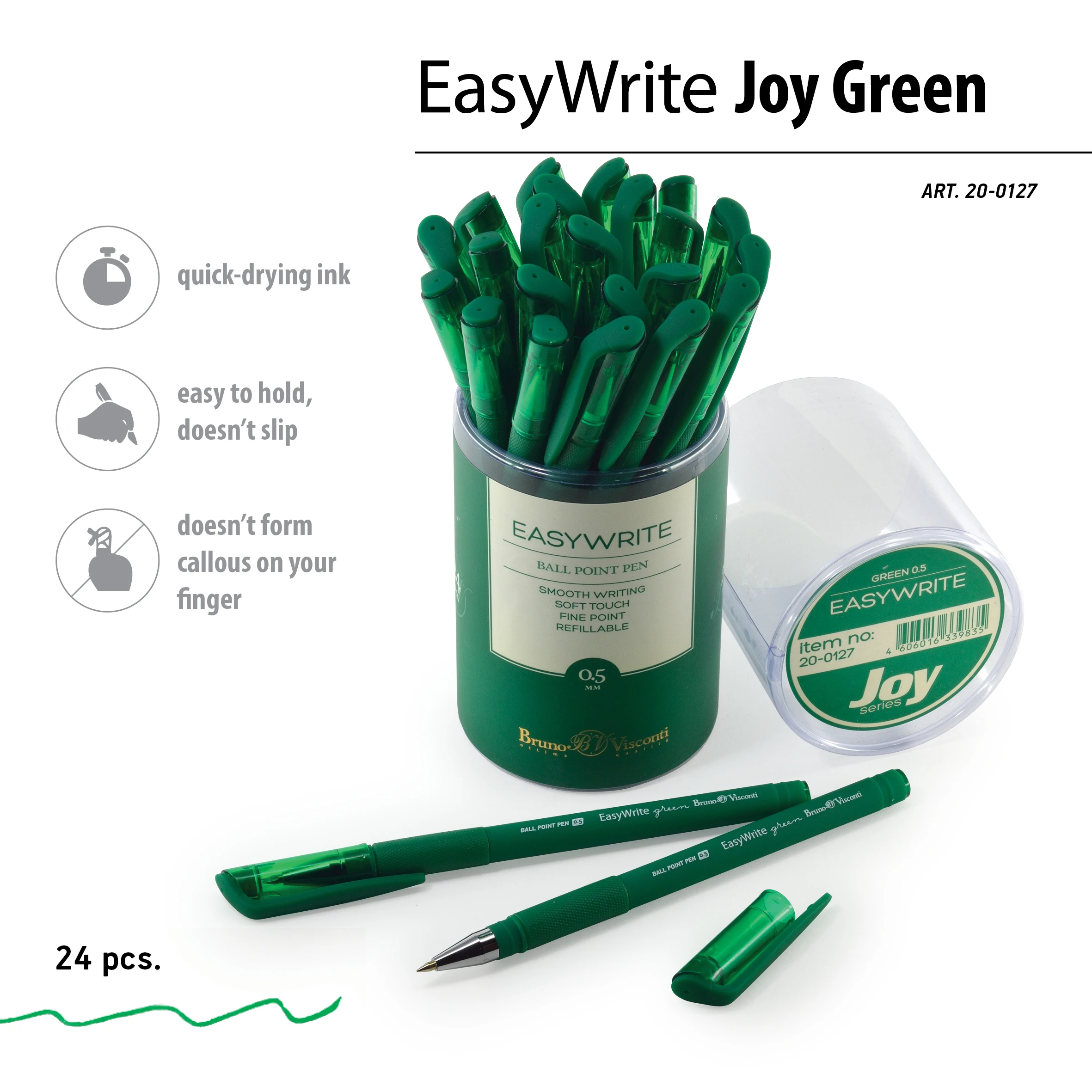 РУЧКА "EasyWrite.Green" ШАРИКОВАЯ 0.5 ММ, ЗЕЛЕНАЯ РУЧКА "EasyWrite.Green" ШАРИКОВАЯ 0.5 ММ, ЗЕЛЕНАЯ