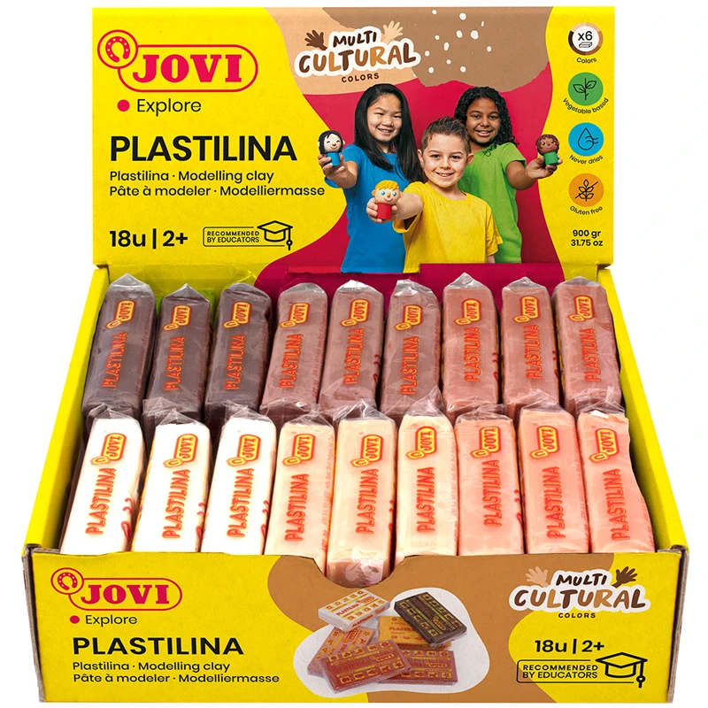 Пластилин JOVI "Multicultural", 06 цветов, 900г, растительный, картон, Пластилин JOVI "Multicultural", 06 цветов, 900г, растительный, картон,