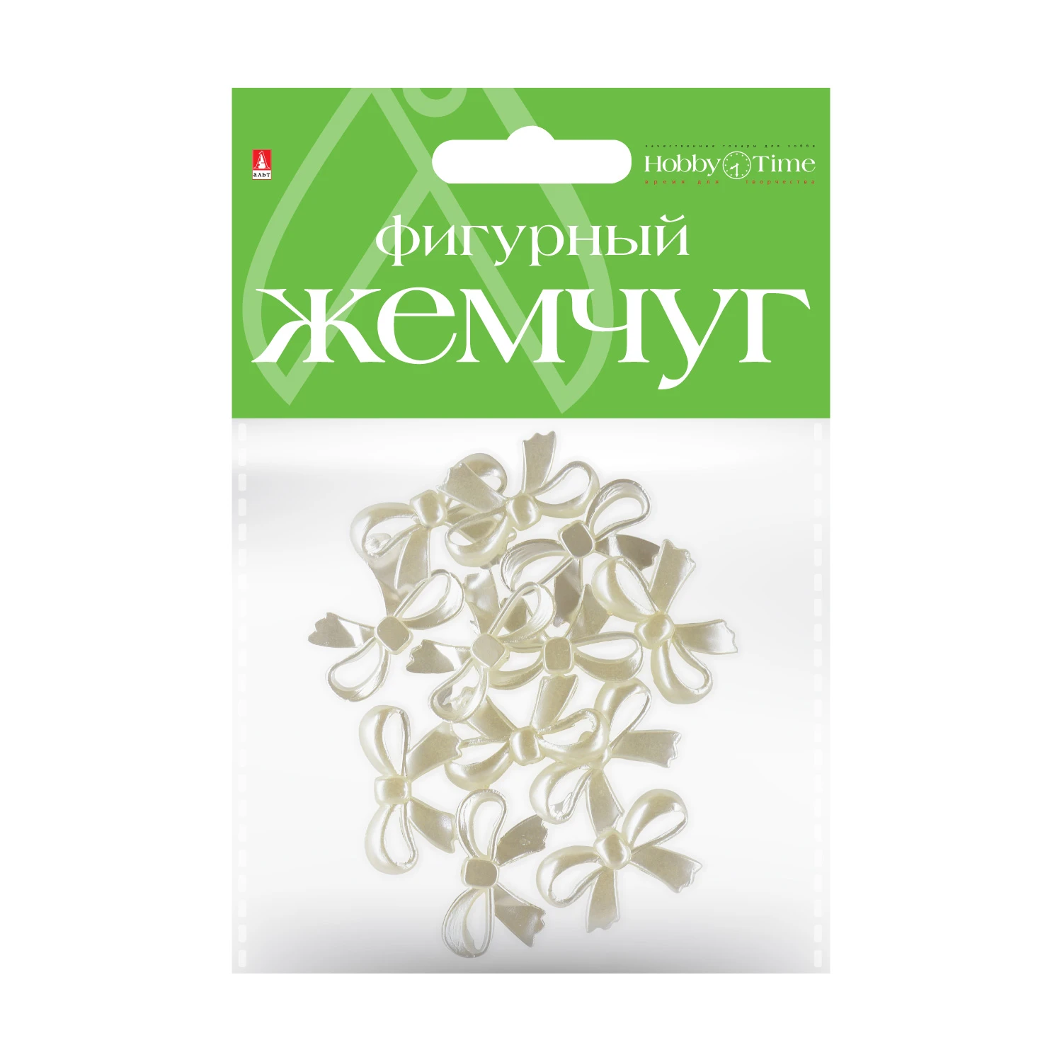 БУСИНЫ ФИГУРНЫЕ ПОД ЖЕМЧУГ "БАНТИКИ", 27 ММ