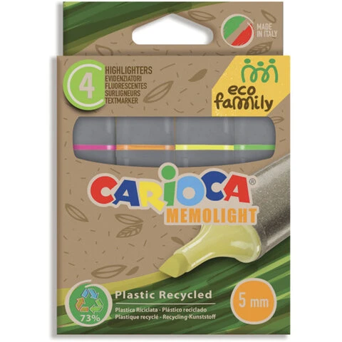 Набор текстовыделителей экологичных CARIOCA ECOFamily "Memolight", 4