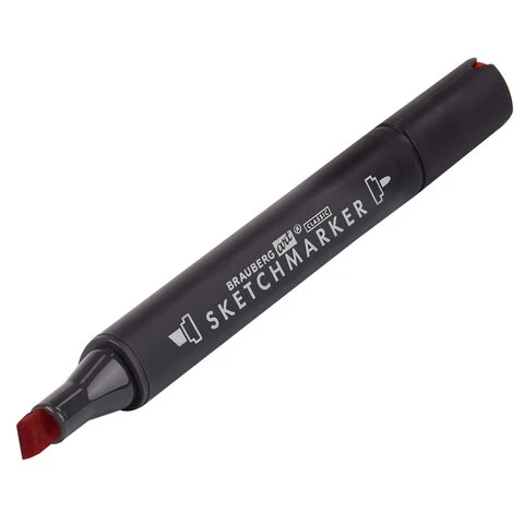 Маркер для скетчинга двусторонний 1 мм - 6 мм BRAUBERG ART CLASSIC, КРАСНАЯ