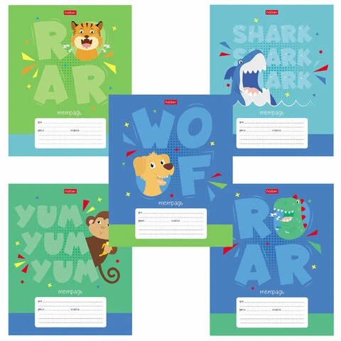 Тетрадь 12 л. HATBER клетка, обложка картон, "Ррррычалки" (5 видов в Тетрадь 12 л. HATBER клетка, обложка картон, "Ррррычалки" (5 видов в