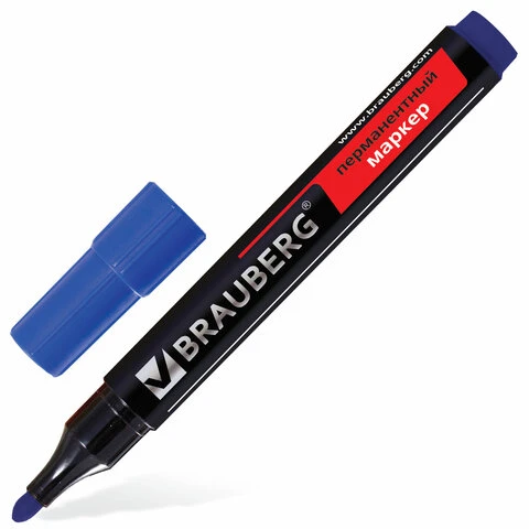 Маркер перманентный (нестираемый) BRAUBERG "Contract", СИНИЙ, круглый Маркер перманентный (нестираемый) BRAUBERG "Contract", СИНИЙ, круглый