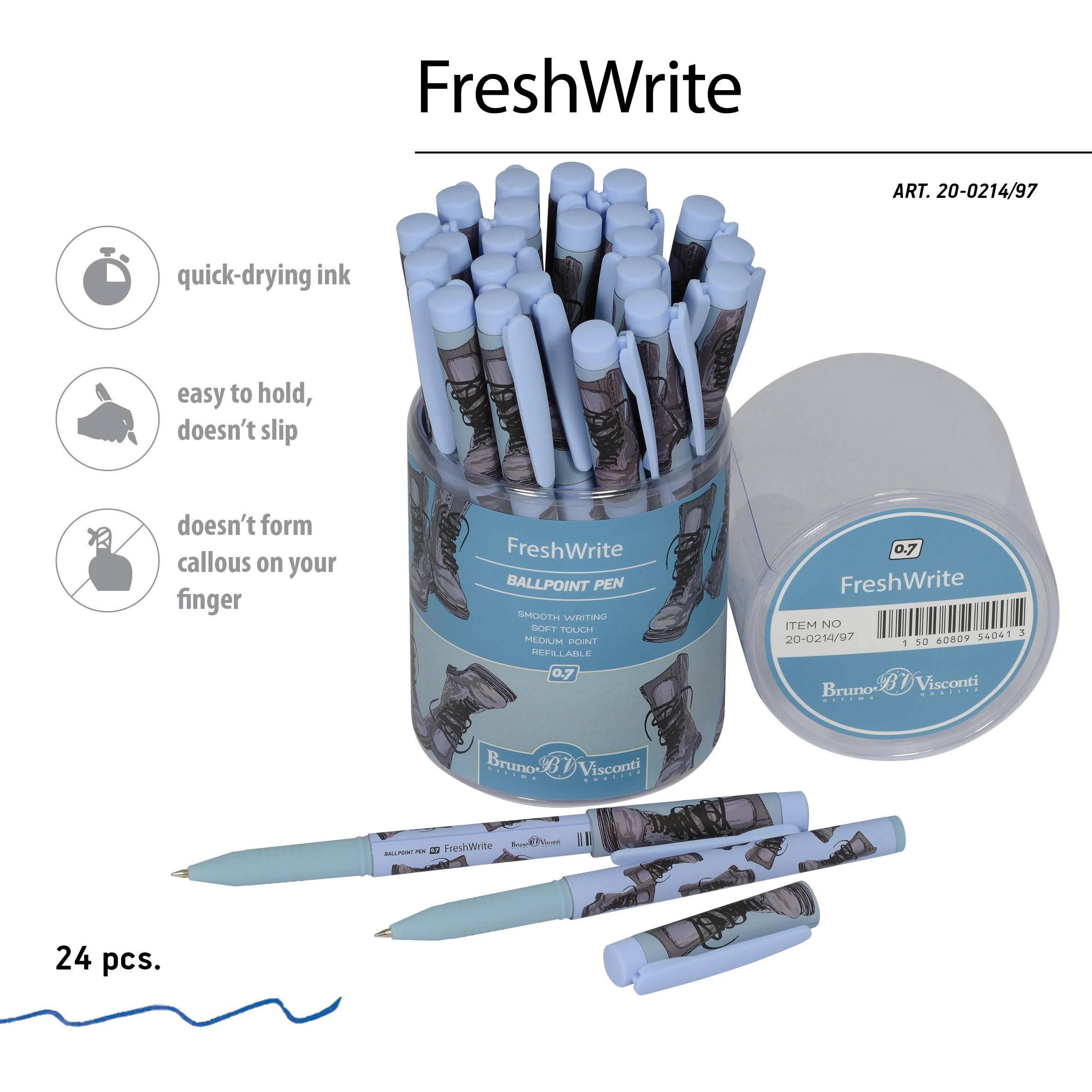 РУЧКА "FreshWrite. Boots. Синие ботинки", ШАРИКОВАЯ 0.7 ММ, СИНЯЯ РУЧКА "FreshWrite. Boots. Синие ботинки", ШАРИКОВАЯ 0.7 ММ, СИНЯЯ