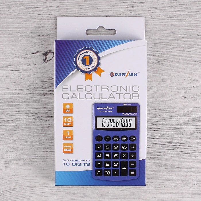 Калькулятор карманный 10 pазр. "Darvish" двойное питание 117*70*10мм