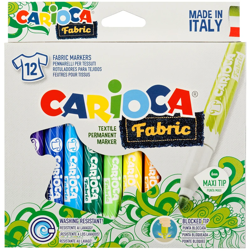 Набор фломастеров для ткани Carioca "Fabric Liner" 12цв., картон. уп., Набор фломастеров для ткани Carioca "Fabric Liner" 12цв., картон. уп.,