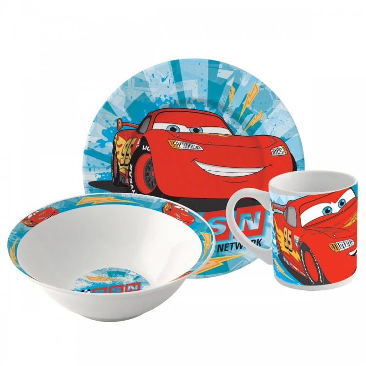 Набор посуды керамической в подарочной упаковке (3 предмета). Тачки