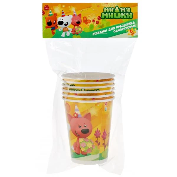 Стаканы бумажные Ми-ми-мишки набор из 6шт, пакет+хедер Товары для праздника