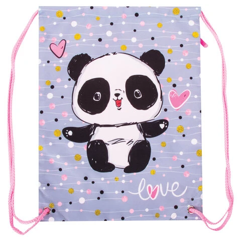 Сумка для обуви BRAUBERG PREMIUM, карман, подкладка, 43х33 см, Funny panda,
