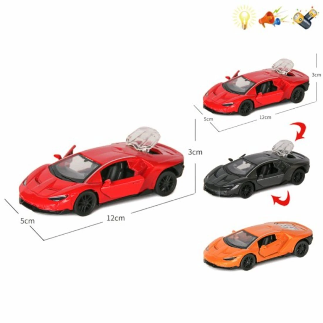 Машина металлическая, инерционная, открываются двери, свет, звук, в ассортименте