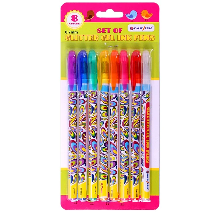 Набор ручек гелевых 8цв. "Darvish" с блёстками, корпус цветной Набор ручек гелевых 8цв. "Darvish" с блёстками, корпус цветной