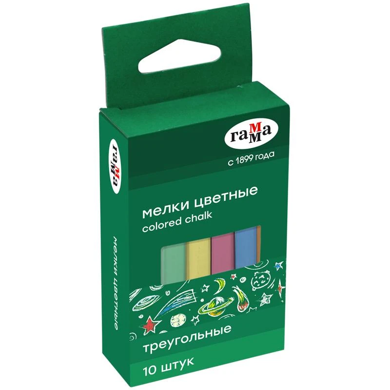 Мелки цветные Гамма, 10шт., мягкие, треугольные, картонная коробка, европодвес. Мелки цветные Гамма, 10шт., мягкие, треугольные, картонная коробка, европодвес.
