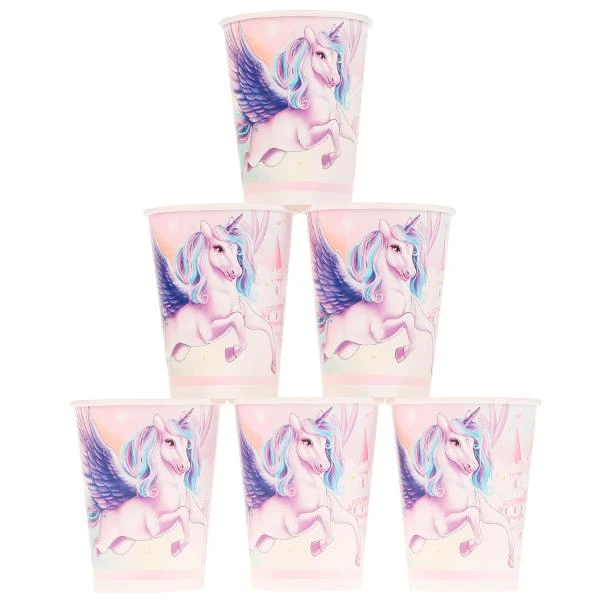 Стаканы бумажные 6 шт, пакет+хедер, единорог ЧУДО ПРАЗДНИК