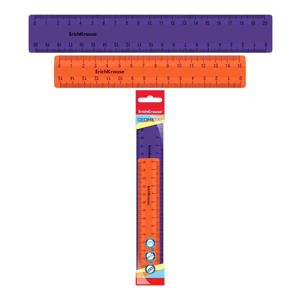 Набор из 2 пластиковых линеек Erich Krause® Caribbean Sunset, (15см, 20см),