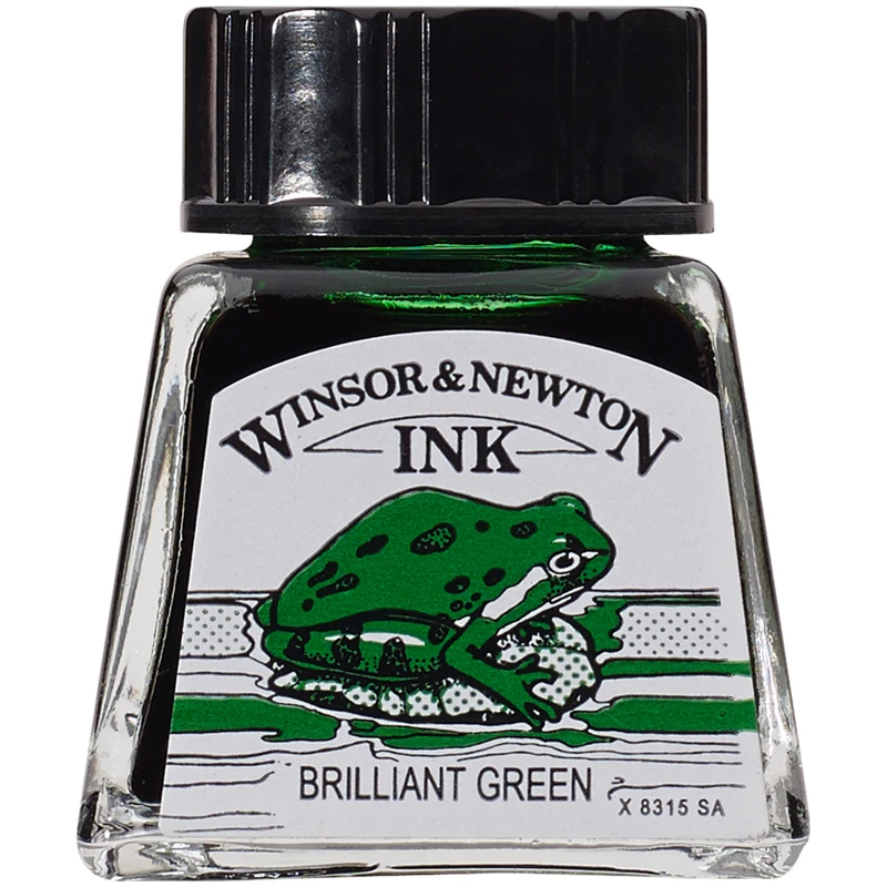 Тушь Winsor&Newton для рисования, бриллиант зеленый, флакон c пипеткой 14мл Тушь Winsor&Newton для рисования, бриллиант зеленый, флакон c пипеткой 14мл
