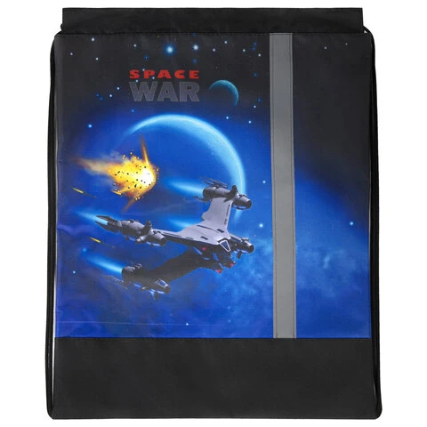 Мешок для обуви ЮНЛАНДИЯ, плотный, светоотражающая полоса, 46х36 см, "Space