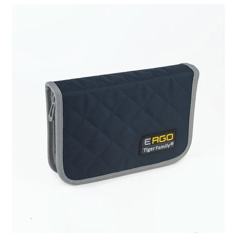 Пенал TIGER FAMILY (ТАЙГЕР), 1 отделение, 2 откидные планки, черный-серый,