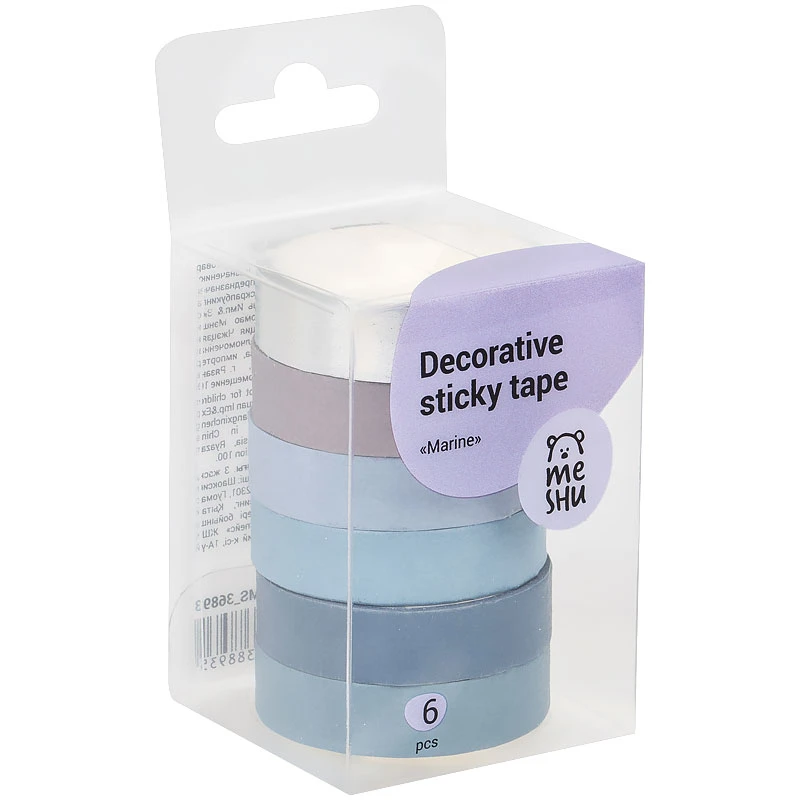 Набор клейких декоративных лент MESHU "Marine", 6 штук
