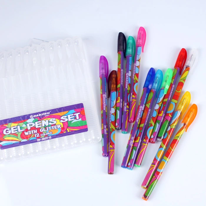 Набор ручек гелевых 12цв. "Darvish" с блёстками,в
