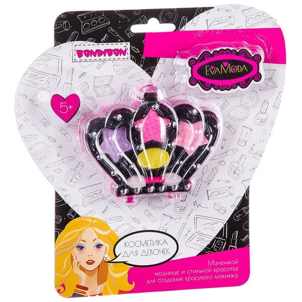 Набор детской декор. косметики Bondibon Eva Moda, CRD 19х19 см- корона с тенями