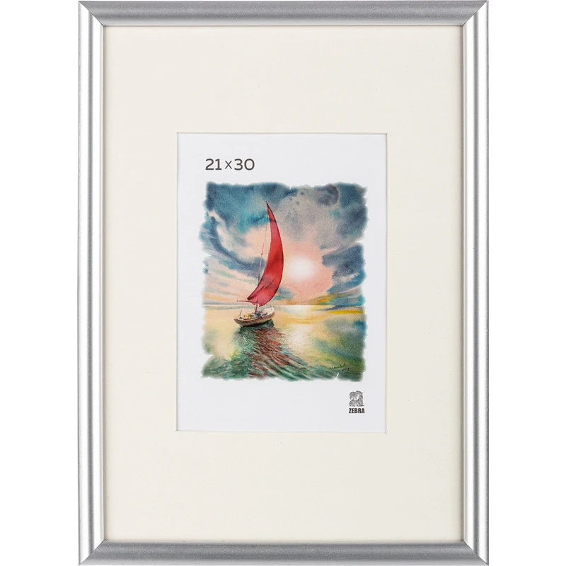 Рамка с паспарту, пластик, 21х30, серебр. цвет  516П