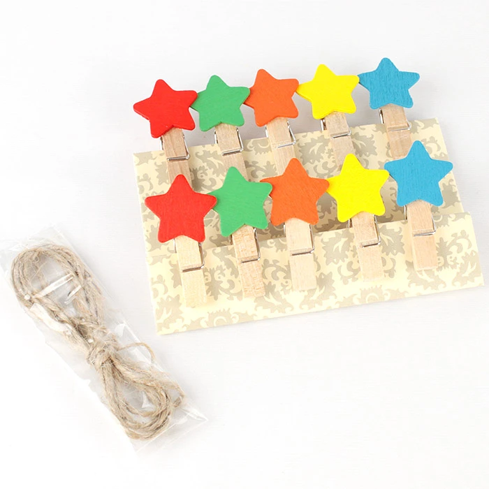Прищепки декоративные деревянные 10шт/уп "Звездочка" (набор) Прищепки декоративные деревянные 10шт/уп "Звездочка" (набор)