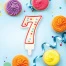 Свеча-цифра для торта "7" ДВУСТОРОННЯЯ с конфетти, 8,5 см, ЗОЛОТАЯ