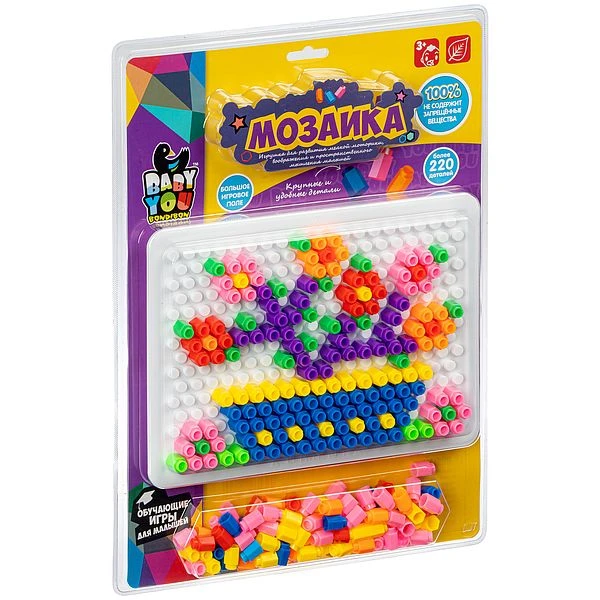 Мозаика для малышей, более 220 деталей Baby You Bondibon, евро упаковка Мозаика для малышей, более 220 деталей Baby You Bondibon, евро упаковка