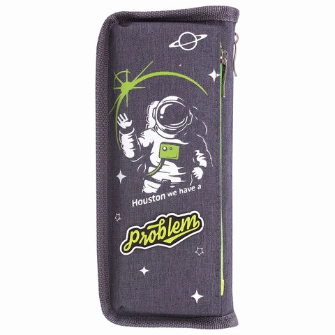 Пенал ЮНЛАНДИЯ, 2 отделения, полиэстер, "Cosmonaut", серый, 21х6х9 см, Пенал ЮНЛАНДИЯ, 2 отделения, полиэстер, "Cosmonaut", серый, 21х6х9 см,